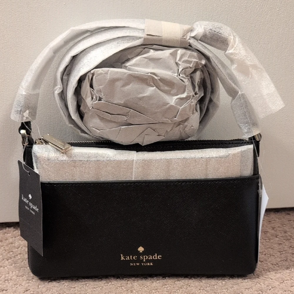 Kate Spade Black and Tan Crossbody Bag With Extra Pouch NWT